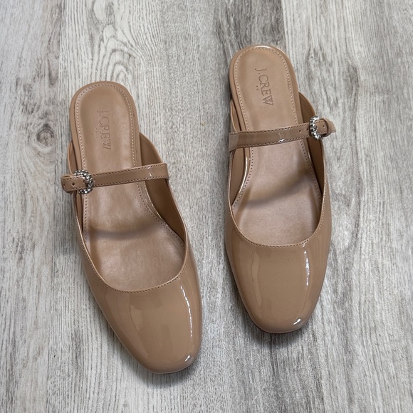 J. Crew Women's Beige Patent Mules - Picture 1 of 6